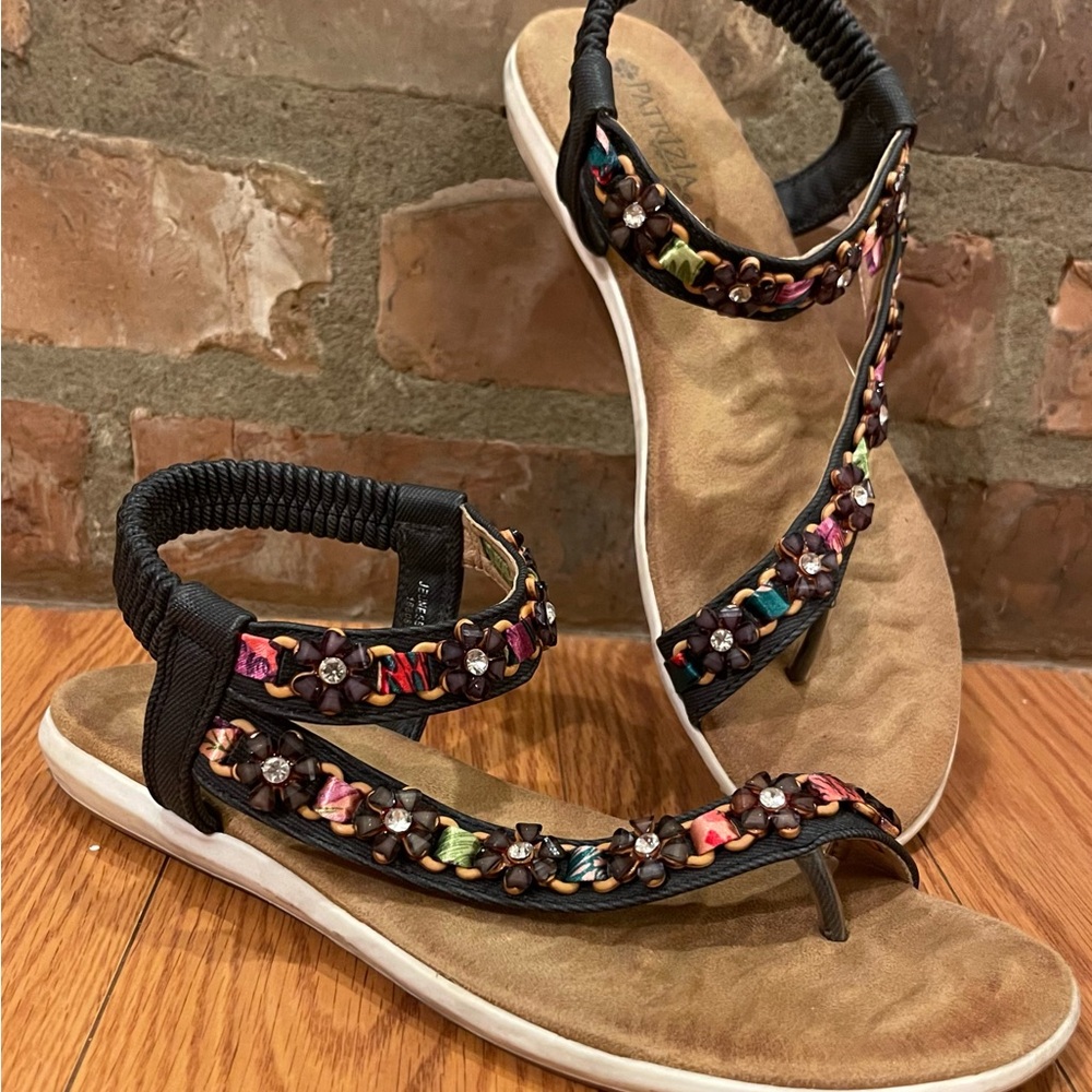 Patrizia Womens Beaded Leather Sandals 9 40 Colorful Boho Summer